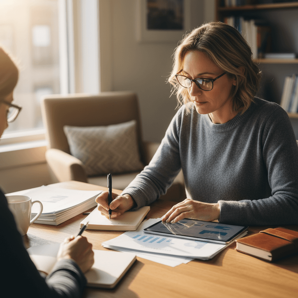 Coach reviewing progress and planning next steps