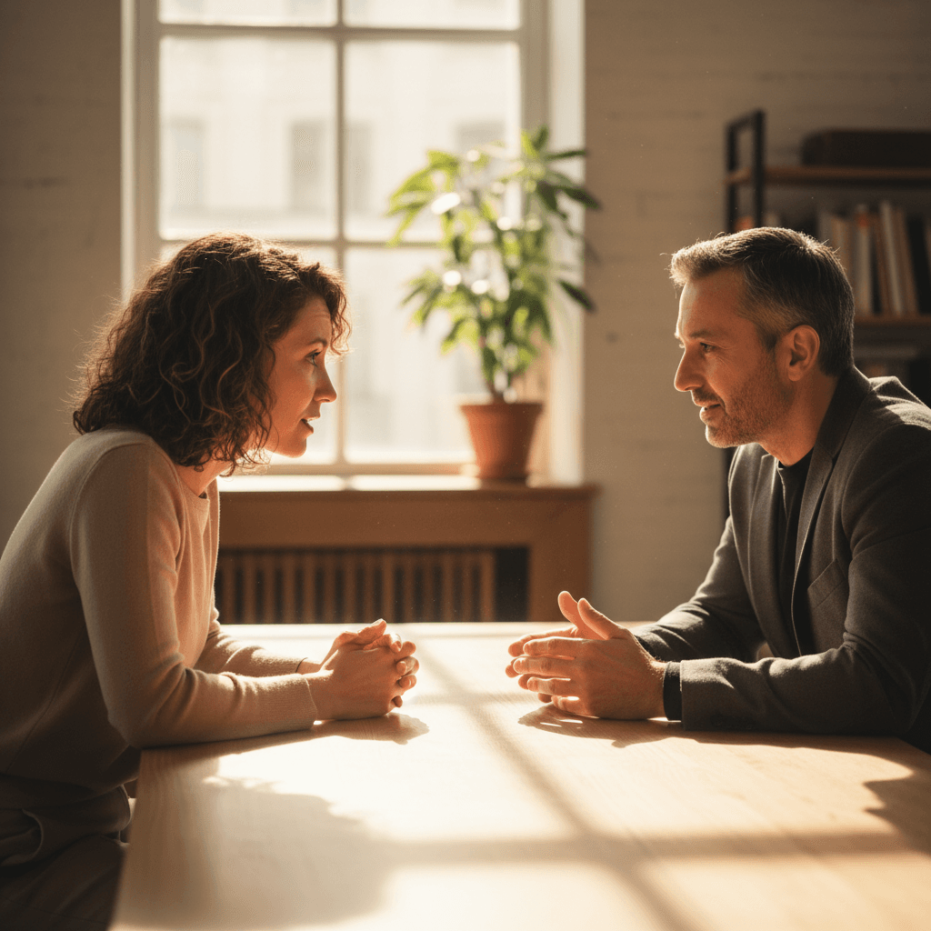 Coach and client engaged in focused one-on-one session