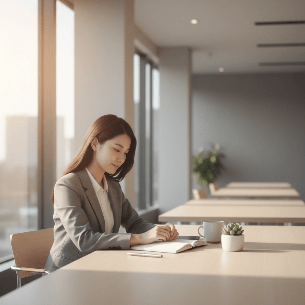 Professional reflecting on personal growth and development